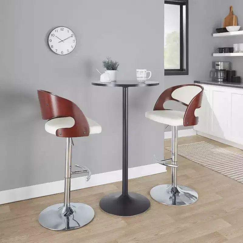 2er-Set Pino Mid - verstellbarer Barhocker im Mid-Century-Modern-Stil mit Drehfunktion - Lumisource