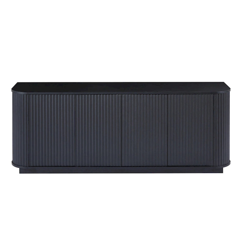 Credenza contenitore e mobile TV con motivo a onde, mobile buffet in legno a righe verticali
