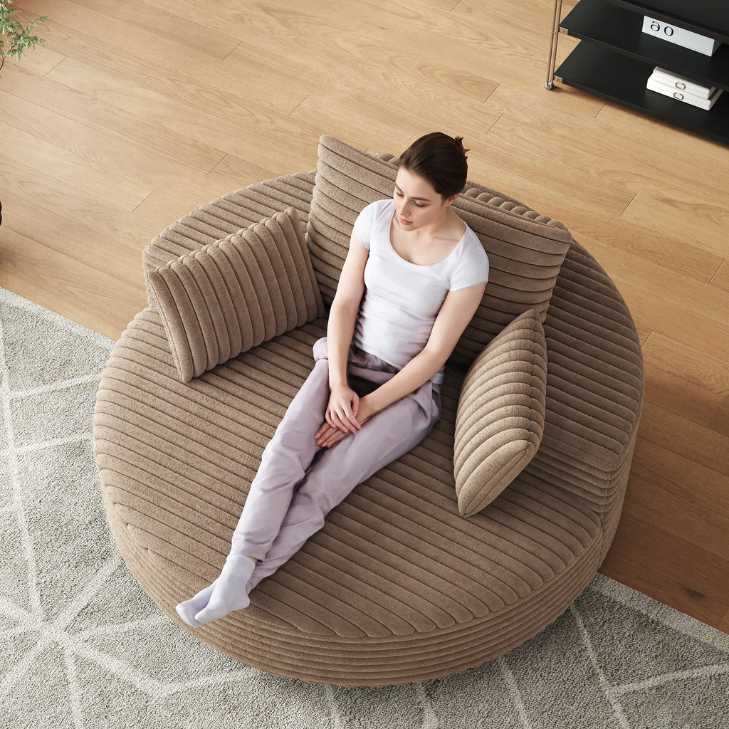 Einzelsessel mit Cord-Chenille-Bezug und Schaumstoffpolsterung, drehbar
