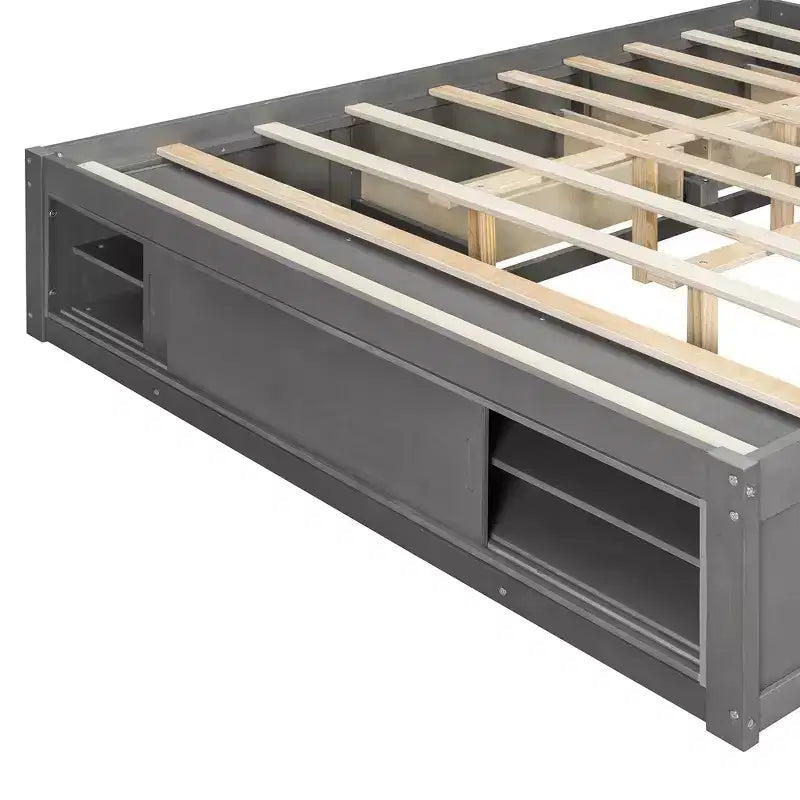 Struttura letto contenitore Whisen Queen con 4 cassetti e vano contenitore nella pediera