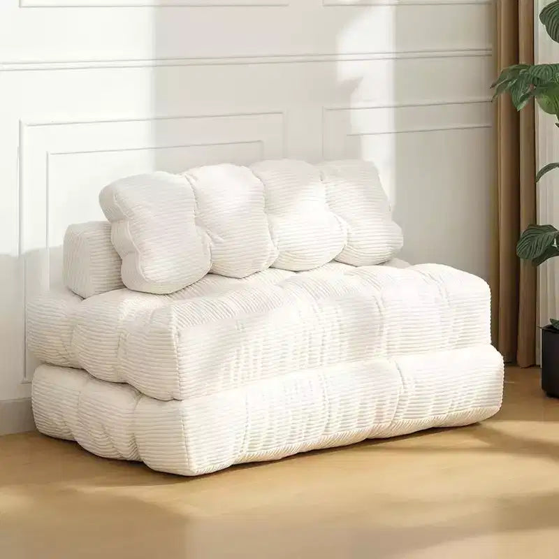 Canapé-lit pliant 3 en 1, fauteuil convertible en lit avec oreiller, fauteuil-lit pliant portable, canapé de sol confortable avec dossier pour salon, beige