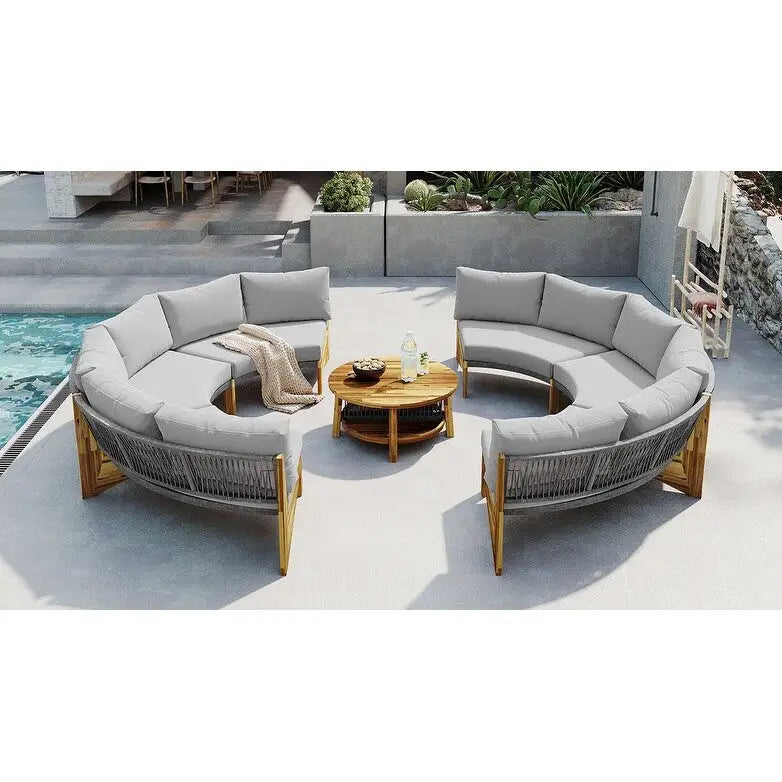 Gartensitzgruppe für 6 Personen mit Polstern und 1Couchtisch