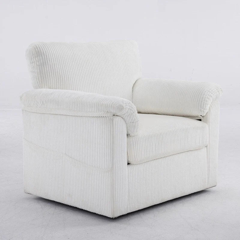 Fauteuil pivotant une place en velours côtelé de 33 pouces