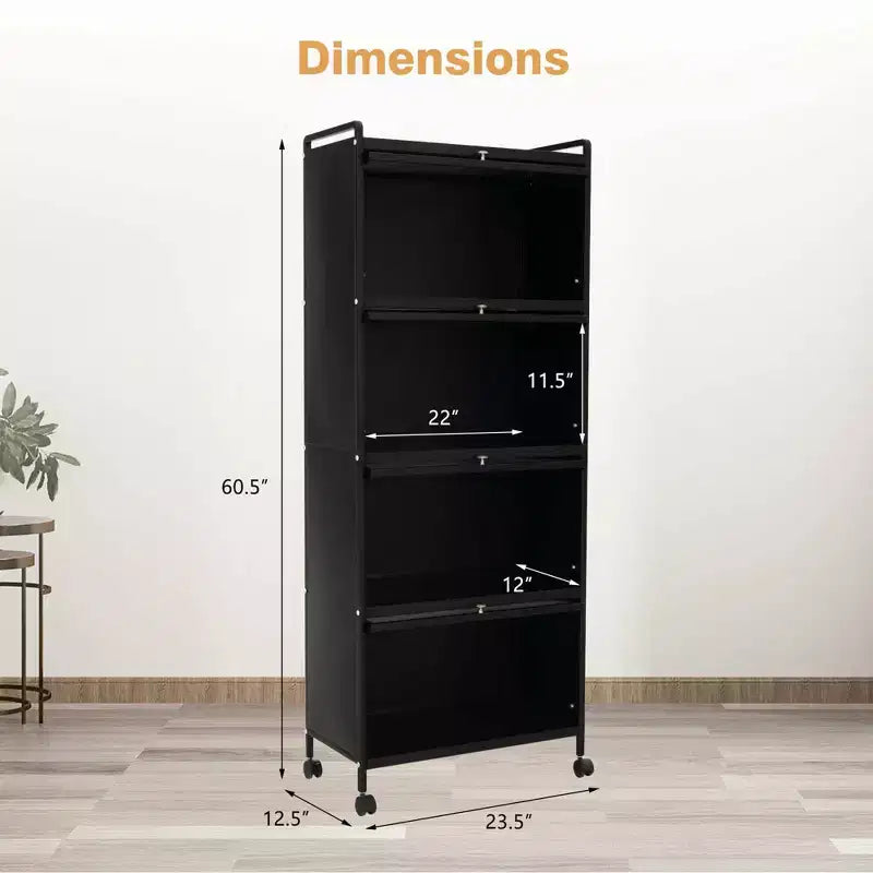 Costway 5-stufiges Küchenregal mit Schrank, rollbarem Mikrowellenständer und Klapptüren, Weiß/Schwarz/Grau/Grün
