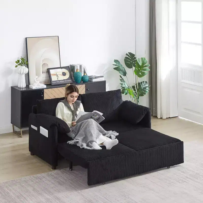 64.5 3-in-1-Schlafsofa aus Cord mit ausziehbarem Bett