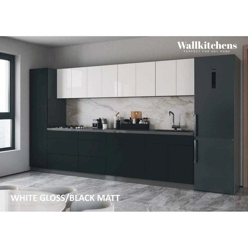 Collezione cucina elegante, base nera, misura 11Ft di larghezza - 135x24