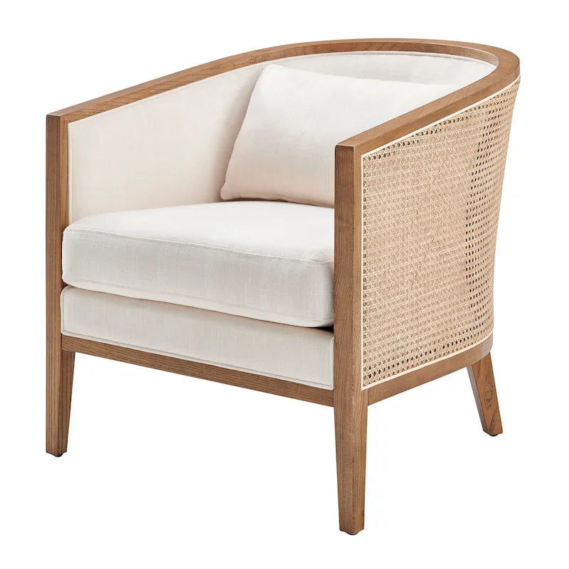 Tillman linnen fauteuil met rotan