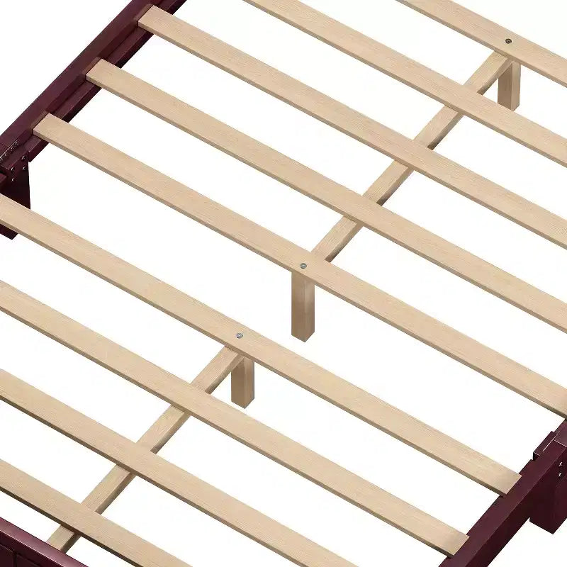 Vintage-Queen-Plattformbettgestell - Massives Kiefernholz, MDF-Kopfteil, kein Boxspring erforderlich