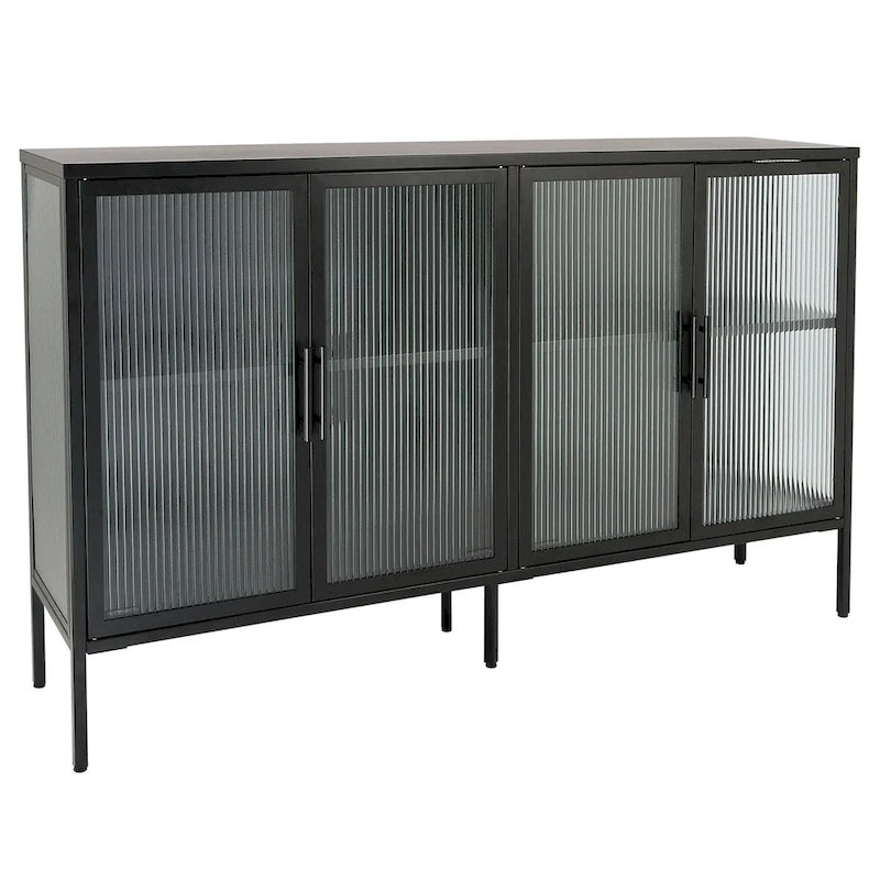 Metallschrank mit gehärteter Glasscheibe und verstellbarem Einlegeboden