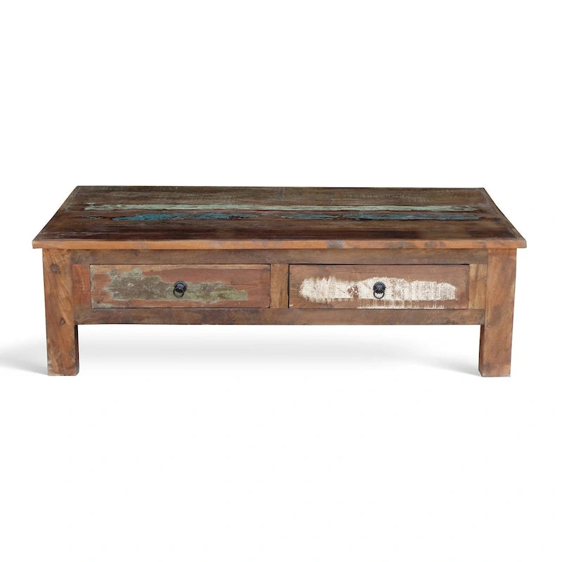 Handgemaakte salontafel van oud gerecycled hout (India)