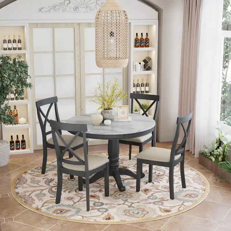 Eetkamertafel met stoelen, set van 5 stuks voor 4 personen