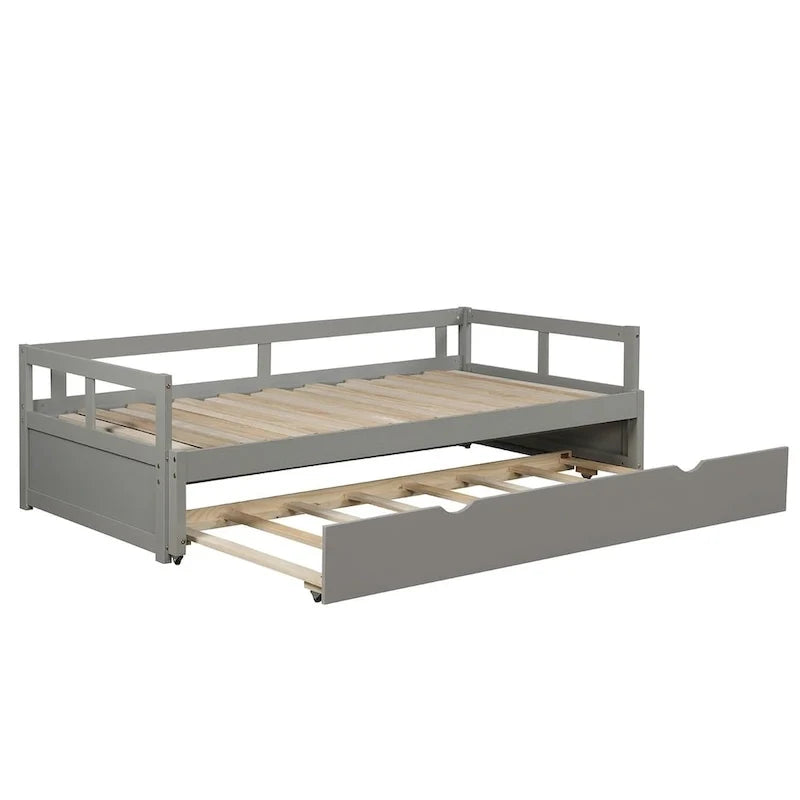 Ausziehbares Tagesbett mit Ausziehbett, Holztagesbett mit Ausziehbett