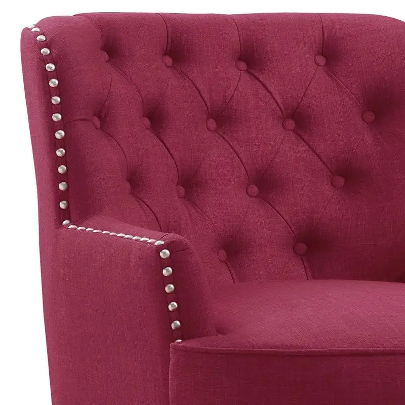 Poltrona decorativa Moser Bay Mignon in velluto/lino, larga 30, con schienale alto e bottoni