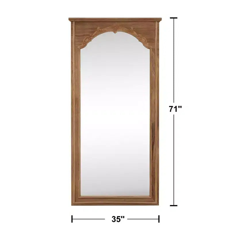 Miroir pleine longueur en bois massif avec gravure de fleurs de cerisier - 180x90x4cm (support non inclus)