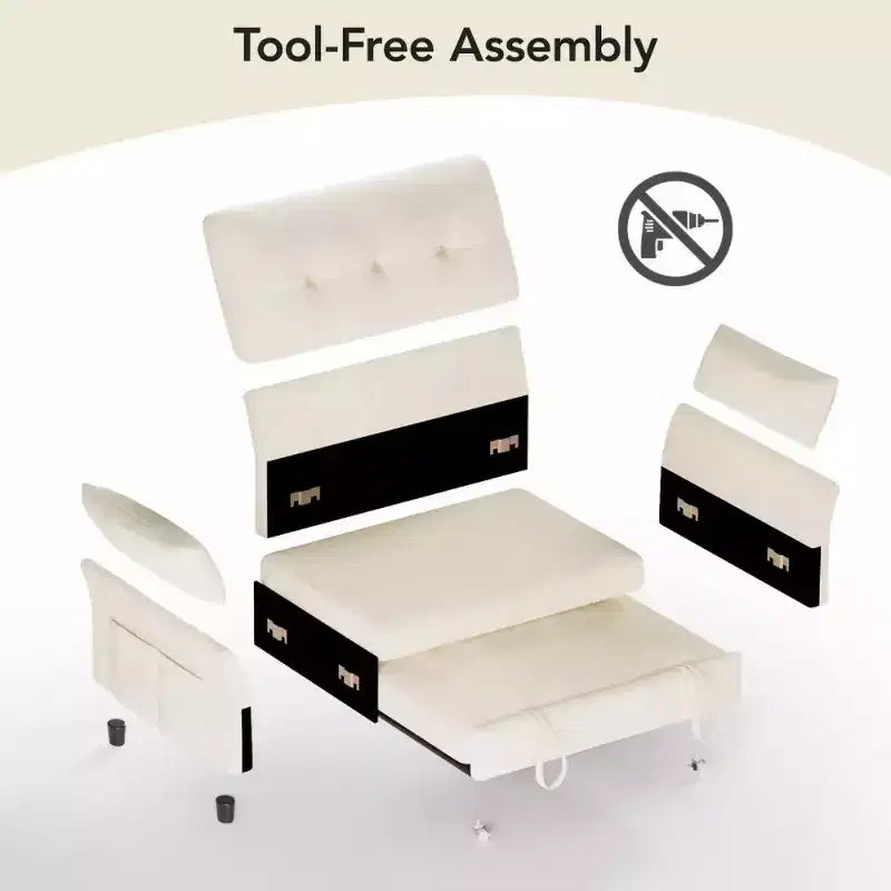 Divano letto Dyonery 51 3 in 1, divanetto trasformabile con letto estraibile, schienale regolabile, rivestimento in lino