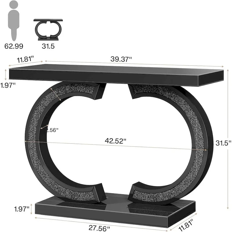 Console argentée, table d’entrée avec miroir de 39 pour l’entrée