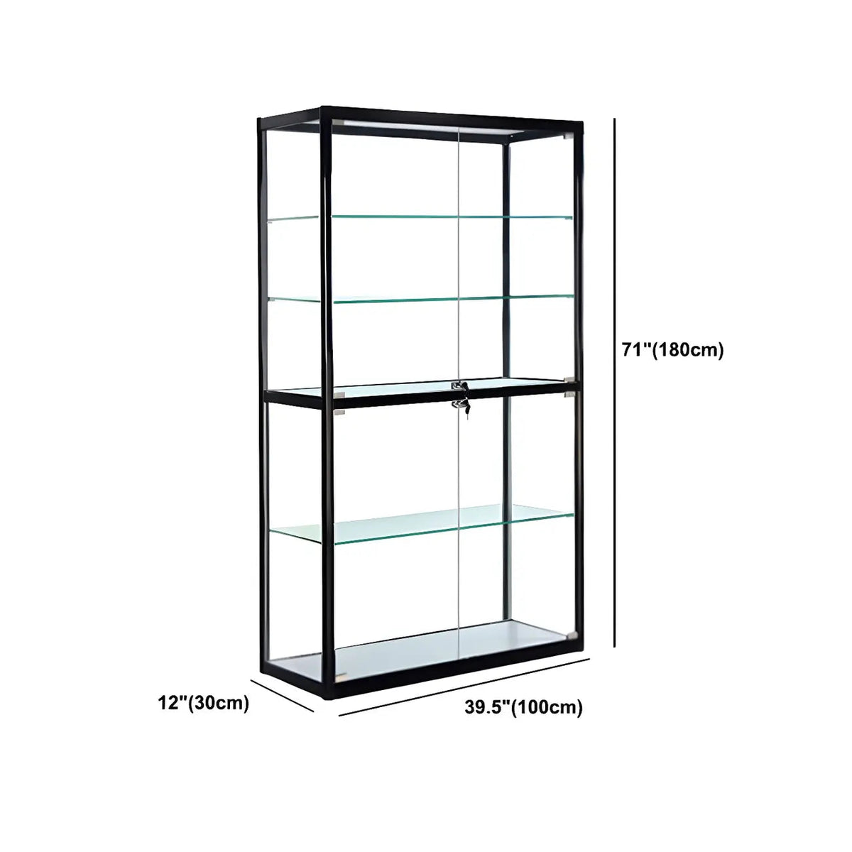 Moderner rechteckiger Vitrinenschrank aus schwarzem Glas