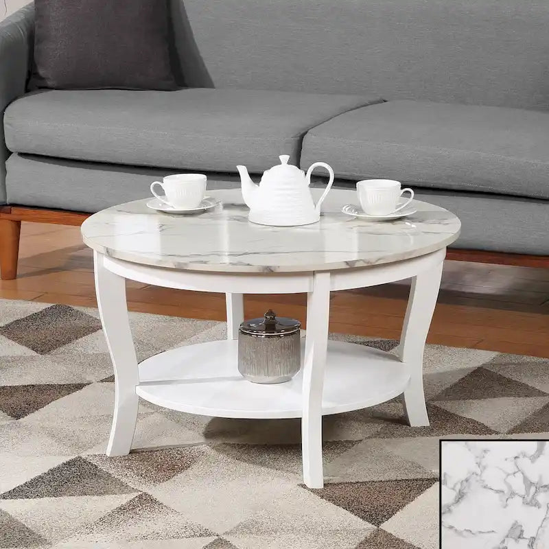 Tavolino rotondo Convenience Concepts American Heritage con ripiano