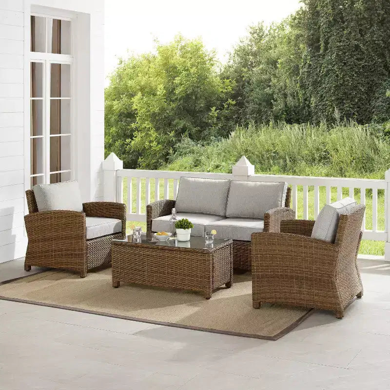 4-teiliges Outdoor-Lounge-Set aus Rattan - Crosley