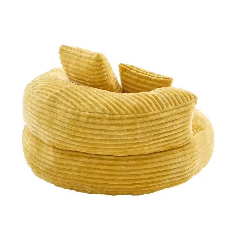 Sitzsacksofa für Erwachsene und Kinder, übergroßer Cord-Sitzsack mit 3 Kissen und Armlehnen für Wohnzimmer und Schlafzimmer - ModernLuxe