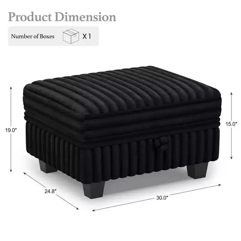 Belffin-Polsterhocker aus Cord mit Stauraum für modulares Ecksofa