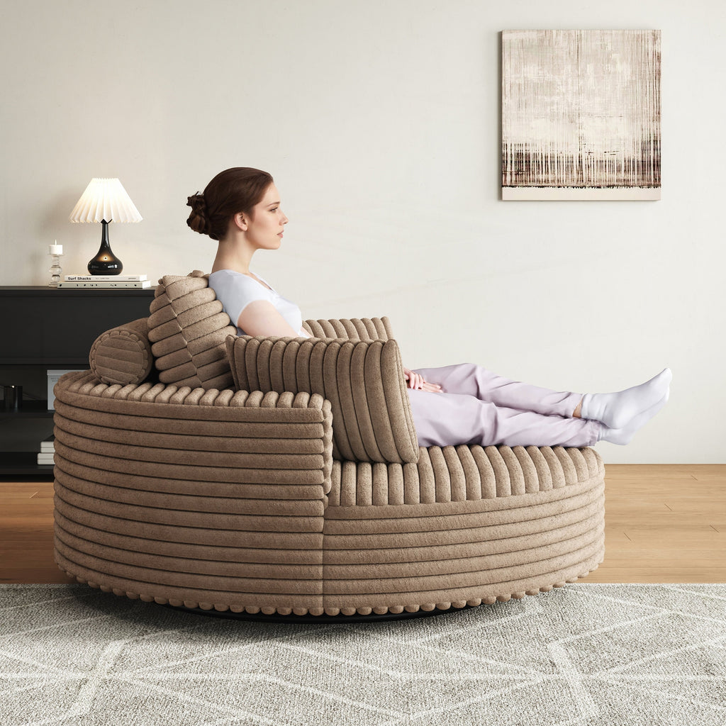 Einzelsessel mit Cord-Chenille-Bezug und Schaumstoffpolsterung, drehbar