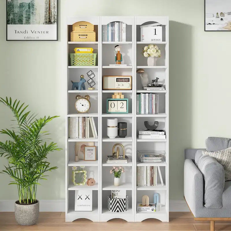 Armoire à linge étroite VECELO de 70.9 pouces de haut pour salle de bains, meuble de rangement autoportant en bois massif à 8 niveaux
