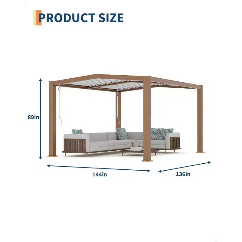 Pergola's voor buiten van 11x13 met verstelbaar lamellendak, verstevigd aluminium frame, tuinhuisje voor terras, patio, achtertuin en tuin
