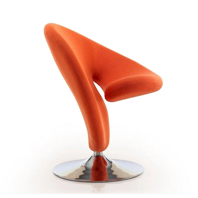 Poltrona girevole decorativa Curl Manhattan Comfort in misto lana e cromo (set da 2)
