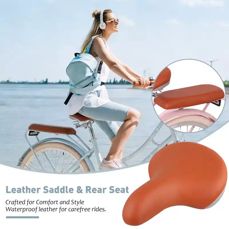 Vélo de plage NAYSAYE pour femme avec panier avant et cadre robuste, idéal pour les trajets urbains confortables en plein air, bleu, 63.98*24.53*38.82
