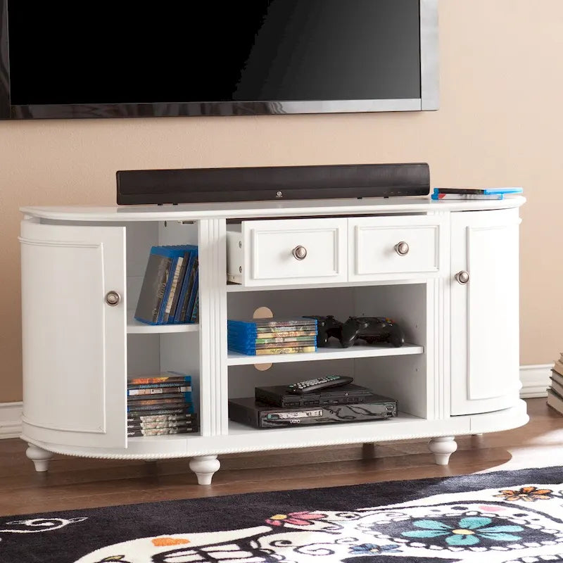 SEI Furniture Wells TV-Medienkonsole im modernen Landhausstil, weiß, für Fernseher bis zu 46 Zoll