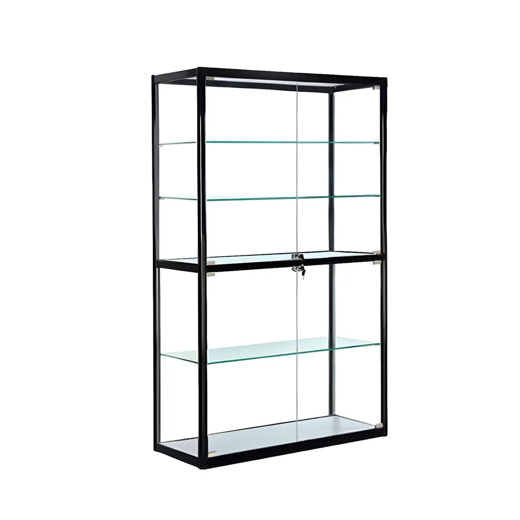 Moderner rechteckiger Vitrinenschrank aus schwarzem Glas