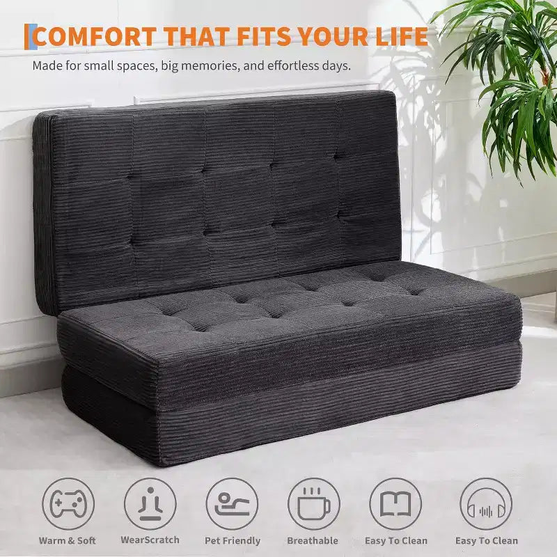 39x75 dreifach klappbares Schlafsofa aus Memory-Schaumstoff, 6-getuftete Matratze