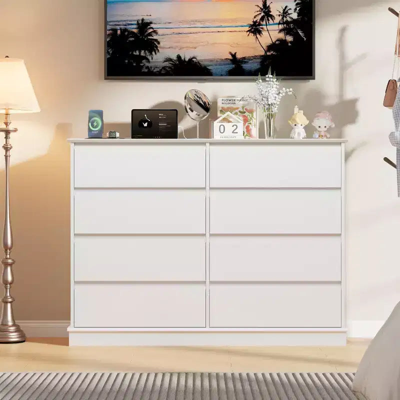 Moderne ladekast voor de slaapkamer met 8 lades, houten opbergmeubel voor de kledingkast, brede ladekast