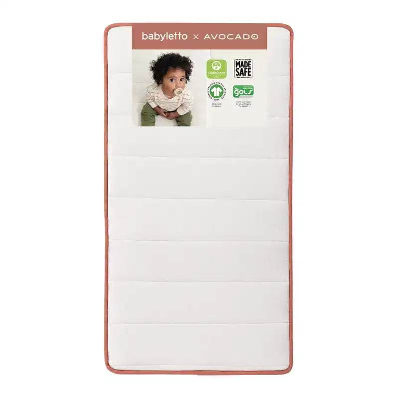 Matelas de lit de bébé biologique Babyletto x Avocado, 2 étapes et 100 % non toxique - Blanc