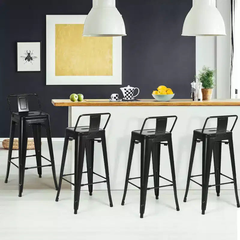 Costway Set aus 4 Metall-Barhockern, 30 Zoll hoch, im Industrie-Look, mit niedriger Rückenlehne aus StahlW/
