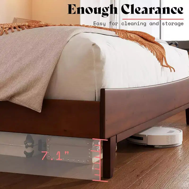 Massivholz-Bettrahmen mit Kopfteil, kein Lattenrost erforderlich
