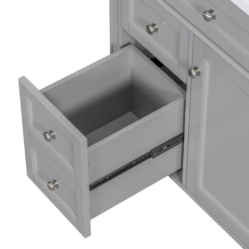 Meuble-lavabo de salle de bain avec vasque à poser et tiroir basculant