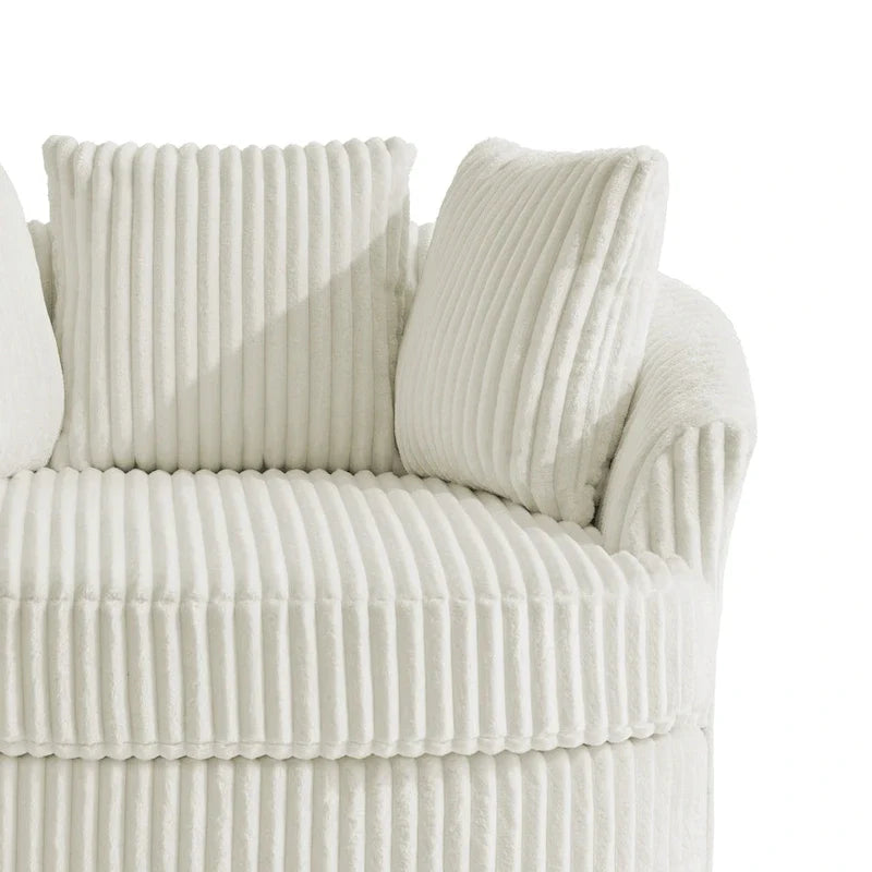 Set da 2 poltrone girevoli a botte oversize da 43 W in morbido velluto a coste con cuscini