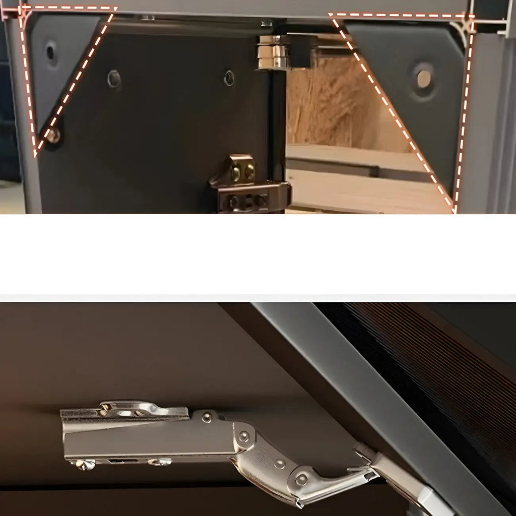 Grijze metalen glazen vitrinekast voor aan de muur