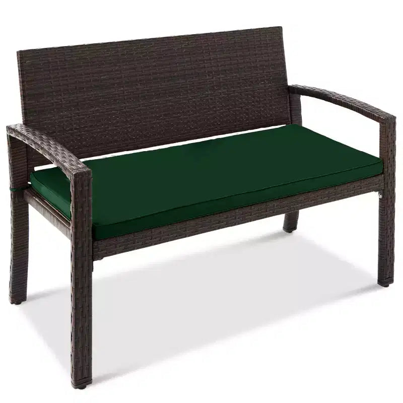 Best Choice Products Outdoor-Gartenbank aus Korbgeflecht für 2 Personen, Garten- und Terrassenmöbel mit einer Tragkraft von 700lb, Kissen