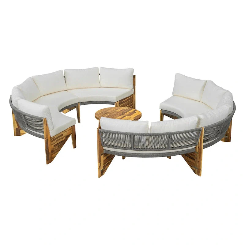 Gartensitzgruppe für 6 Personen mit Polstern und 1Couchtisch