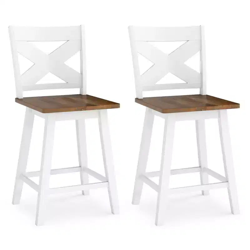 Ensemble de 4 tabourets de bar pivotants Costway 24, avec dossier, grande assise et repose-pieds, pour îlot de cuisine