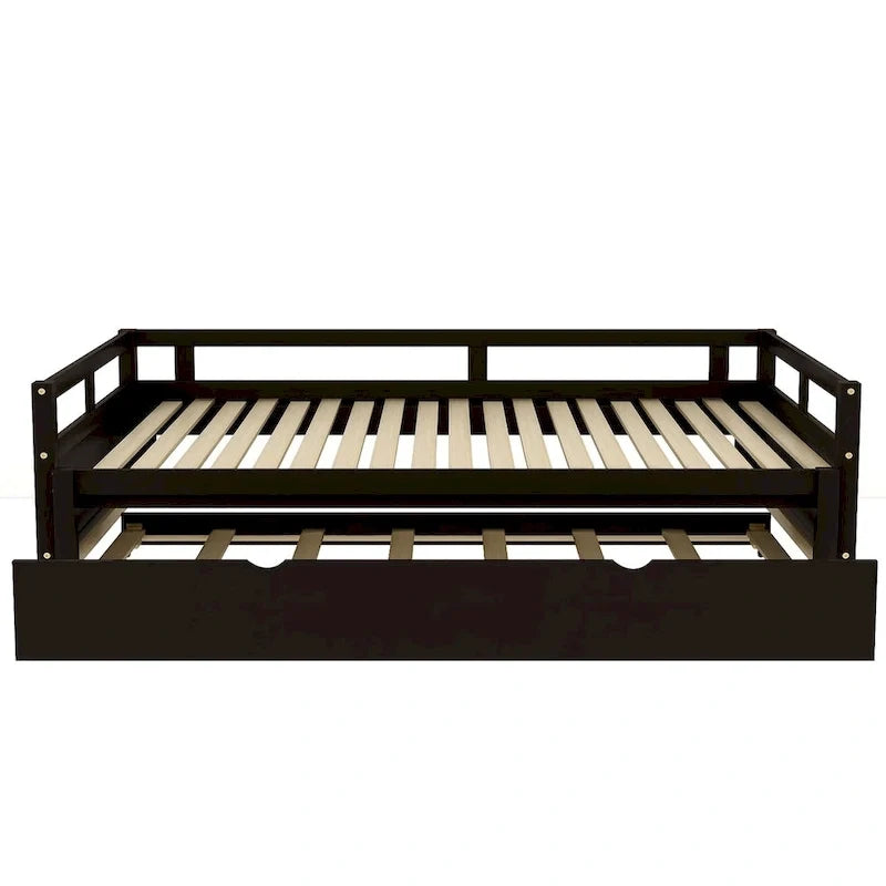 Ausziehbares Tagesbett mit Ausziehbett, Holztagesbett mit Ausziehbett