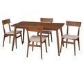 Ensemble de salle à manger rectangulaire Lifestorey Newington de style moderne du milieu du siècle, 5 pièces, noyer/moka