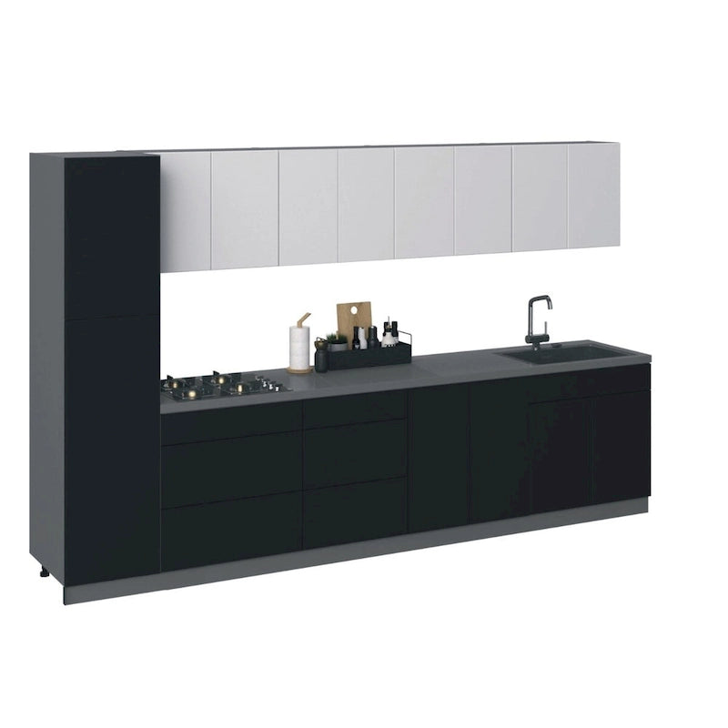Collezione cucina elegante, base nera, misura 11Ft di larghezza - 135x24