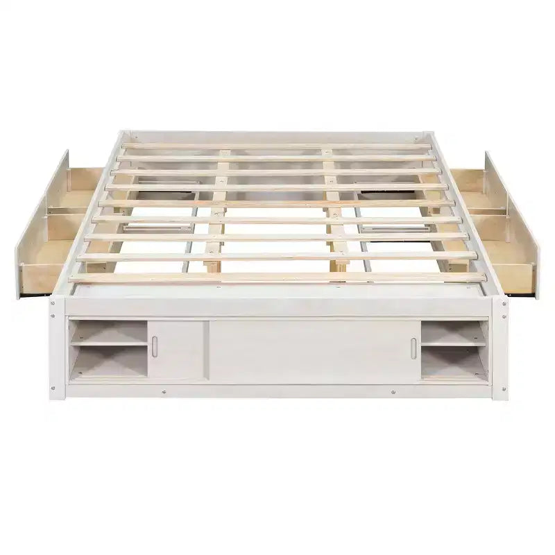 Struttura letto contenitore Whisen Queen con 4 cassetti e vano contenitore nella pediera