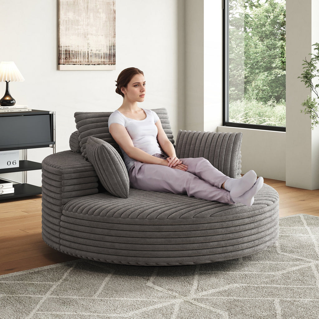 Einzelsessel mit Cord-Chenille-Bezug und Schaumstoffpolsterung, drehbar