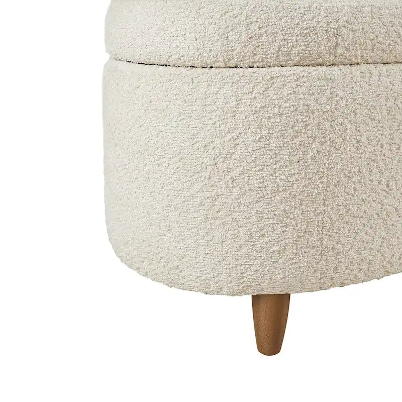 INK+IVY Bailey Stauraumbank in Taupe mit Bouclé-Bezug und Klappdeckel