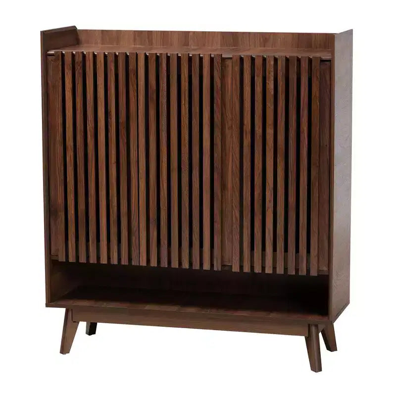 Schuhschrank Delaire im Mid-Century-Modern-Stil, Nussbaumholzoptik
